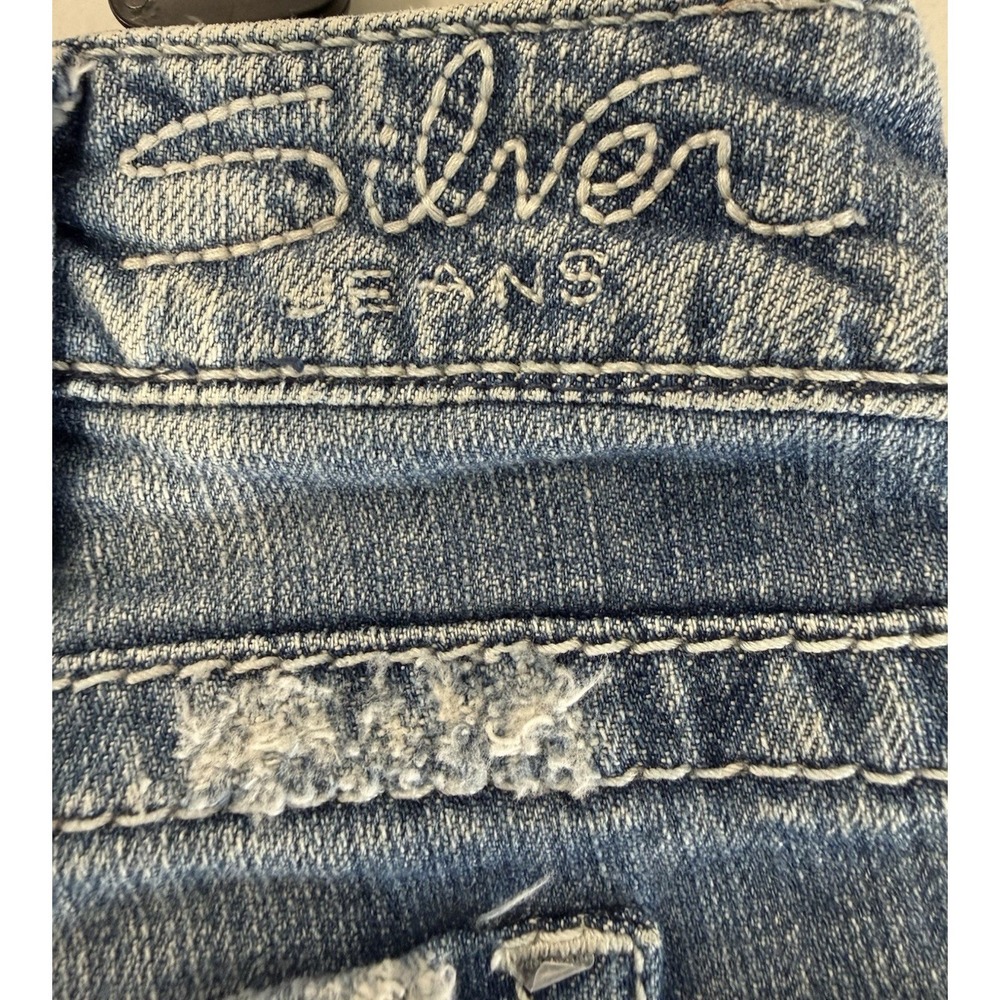 Silver Jeans Womens Distressed Frances 18" Bootcut 31x33 White Stitch Low Rise - Picture 6 of 12